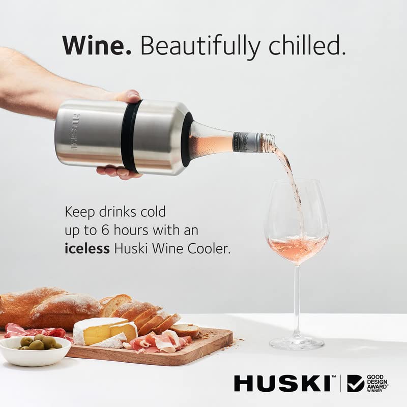 Huski Wine Chiller | Award Winning Iceless Design | Keeps Wine Cold up to 6 Hours | Wine Accessory | Next Generation Ice Bucket | Fits Some Champagne Bottles | Perfect Gift for Wine Lovers (White) - Image 2